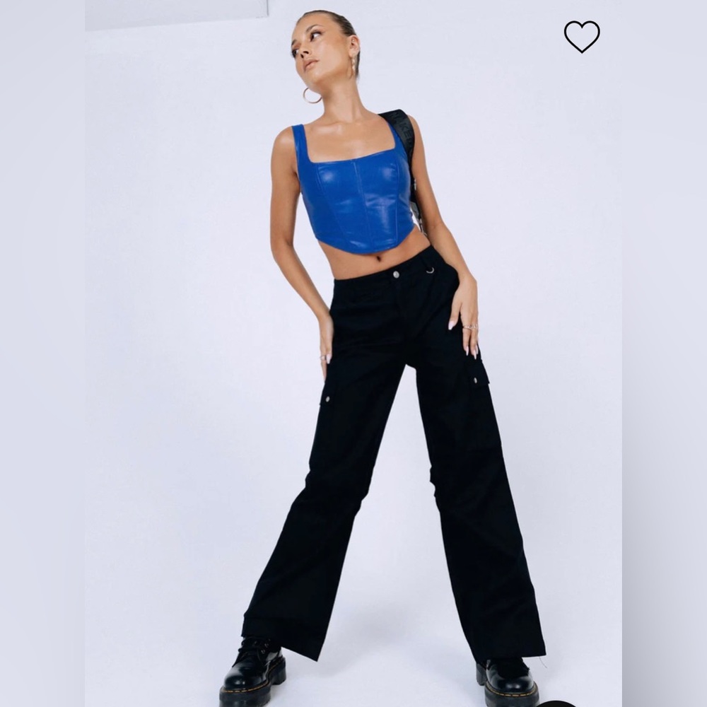 Princess Polly black mid rise cargo pants
